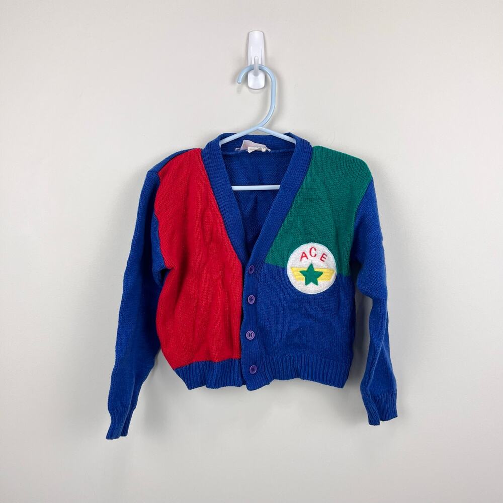 Vintage McKids Sears Color Block Cardigan 4T